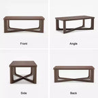 Tavolino da caffè in legno massello stile rustico moderno da 50" con gambe incrociate, tavolino centrale per soggiorno, noce