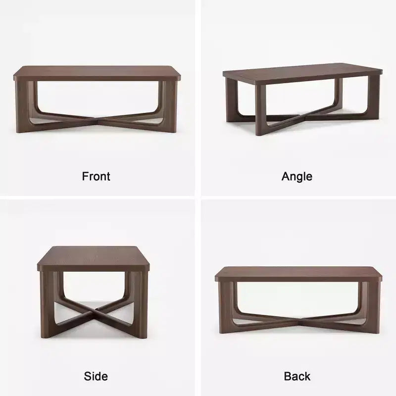 Tavolino da caffè in legno massello stile rustico moderno da 50" con gambe incrociate, tavolino centrale per soggiorno, noce