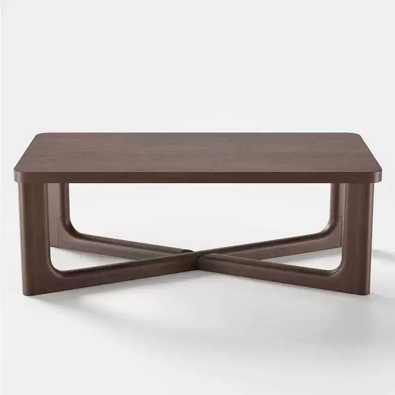 Tavolino da caffè in legno massello stile rustico moderno da 50" con gambe incrociate, tavolino centrale per soggiorno, noce