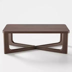 Tavolino da caffè in legno massello stile rustico moderno da 50" con gambe incrociate, tavolino centrale per soggiorno, noce