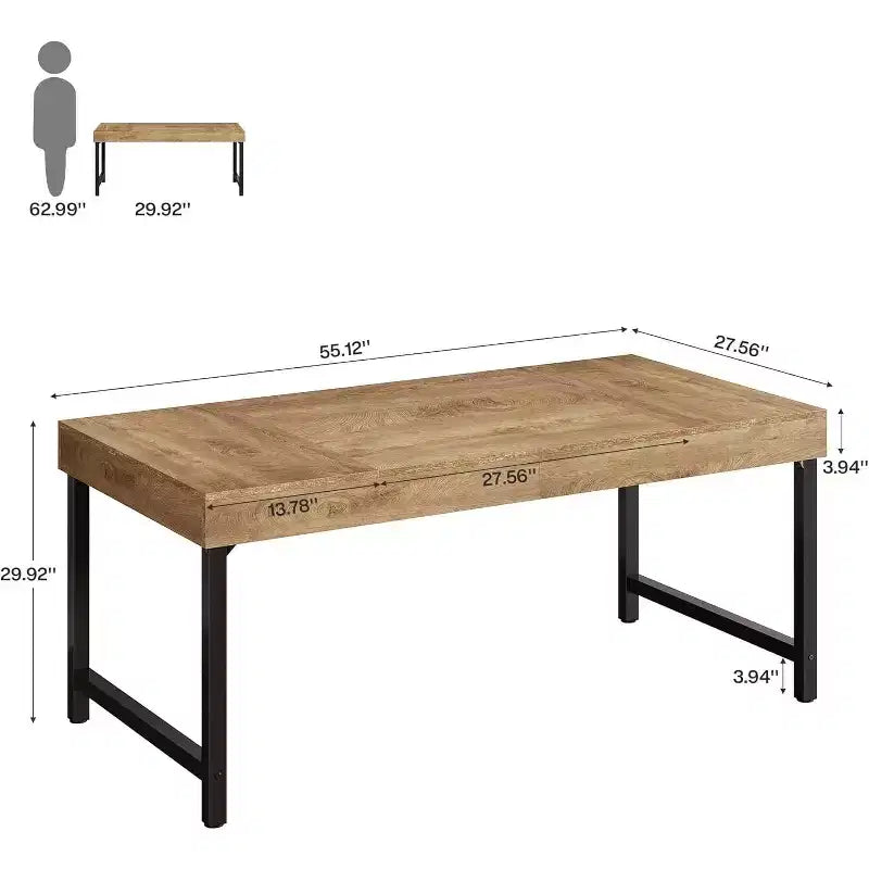Scrivania direzionale da 55" per ufficio, scrivania per computer portatile con gambe in metallo, workstation con tavolo da scrittura