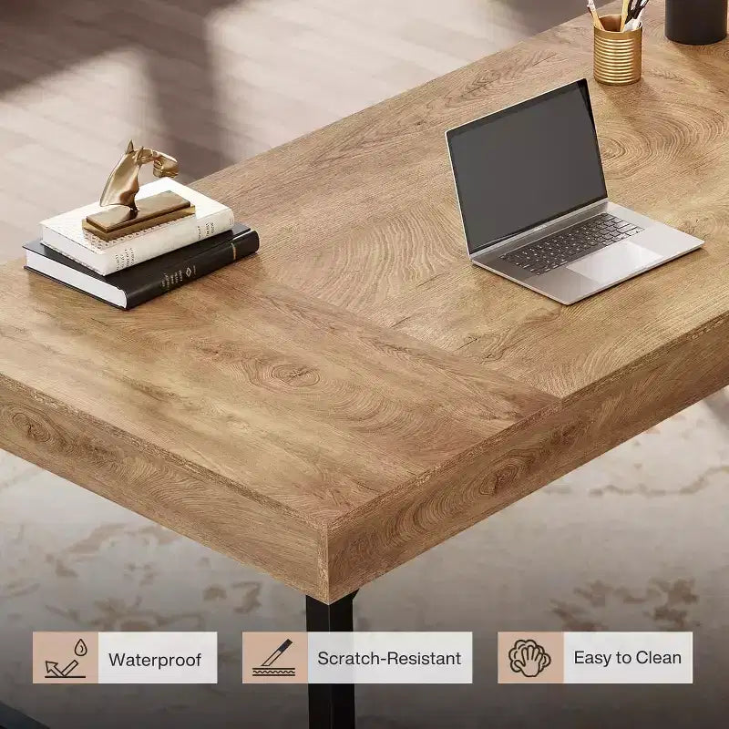 Scrivania direzionale da 55" per ufficio, scrivania per computer portatile con gambe in metallo, workstation con tavolo da scrittura
