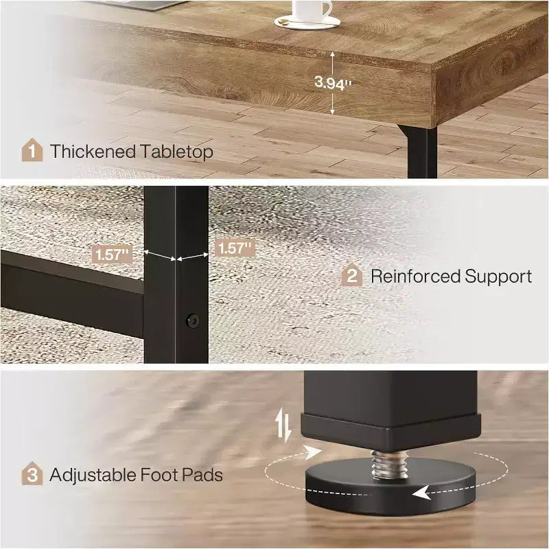 Scrivania direzionale da 55" per ufficio, scrivania per computer portatile con gambe in metallo, workstation con tavolo da scrittura