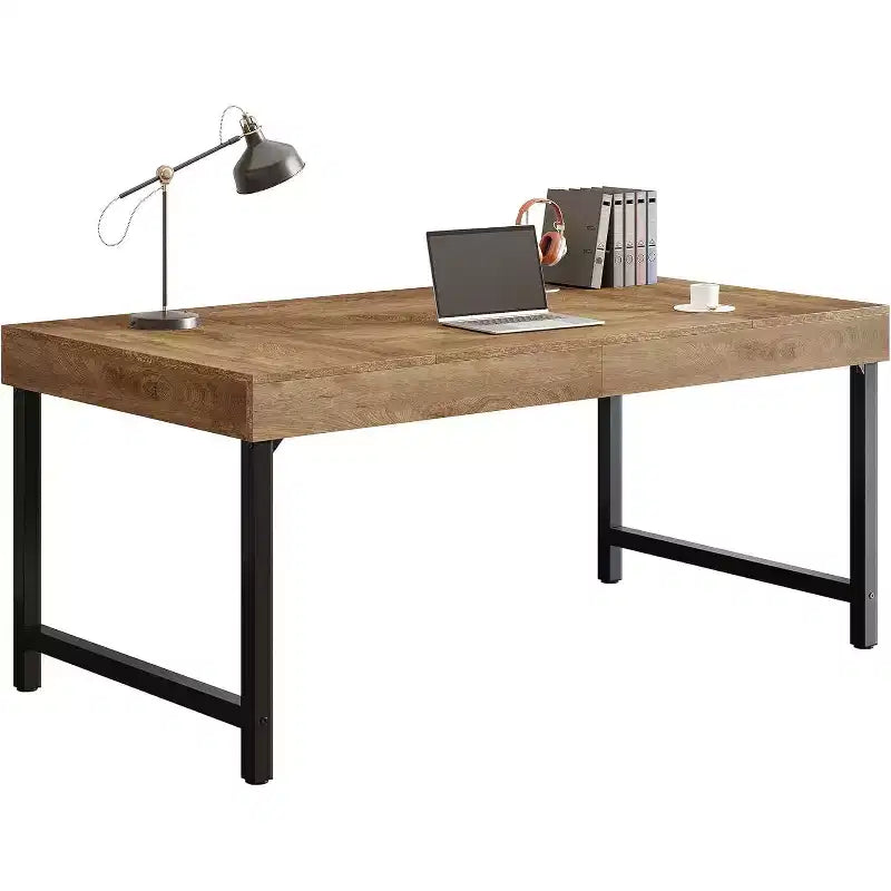 Scrivania direzionale da 55" per ufficio, scrivania per computer portatile con gambe in metallo, workstation con tavolo da scrittura