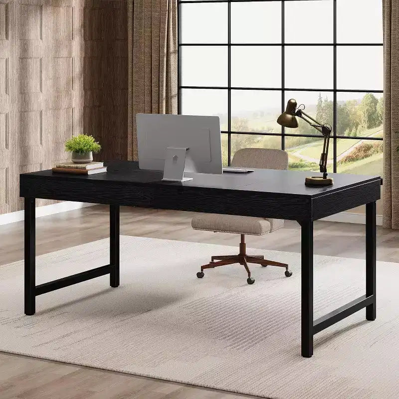 Scrivania direzionale da 55" per ufficio, scrivania per computer portatile con gambe in metallo, workstation con tavolo da scrittura