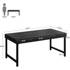 Scrivania direzionale da 55" per ufficio, scrivania per computer portatile con gambe in metallo, workstation con tavolo da scrittura