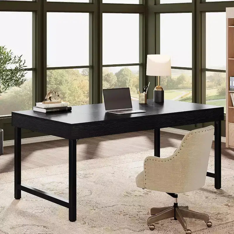Scrivania direzionale da 55" per ufficio, scrivania per computer portatile con gambe in metallo, workstation con tavolo da scrittura