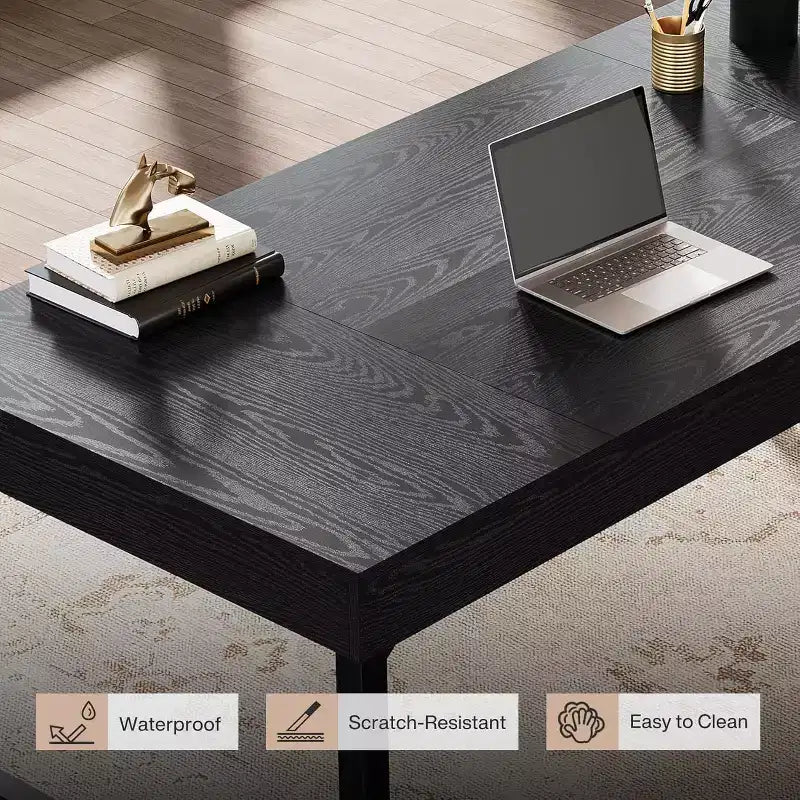 Scrivania direzionale da 55" per ufficio, scrivania per computer portatile con gambe in metallo, workstation con tavolo da scrittura