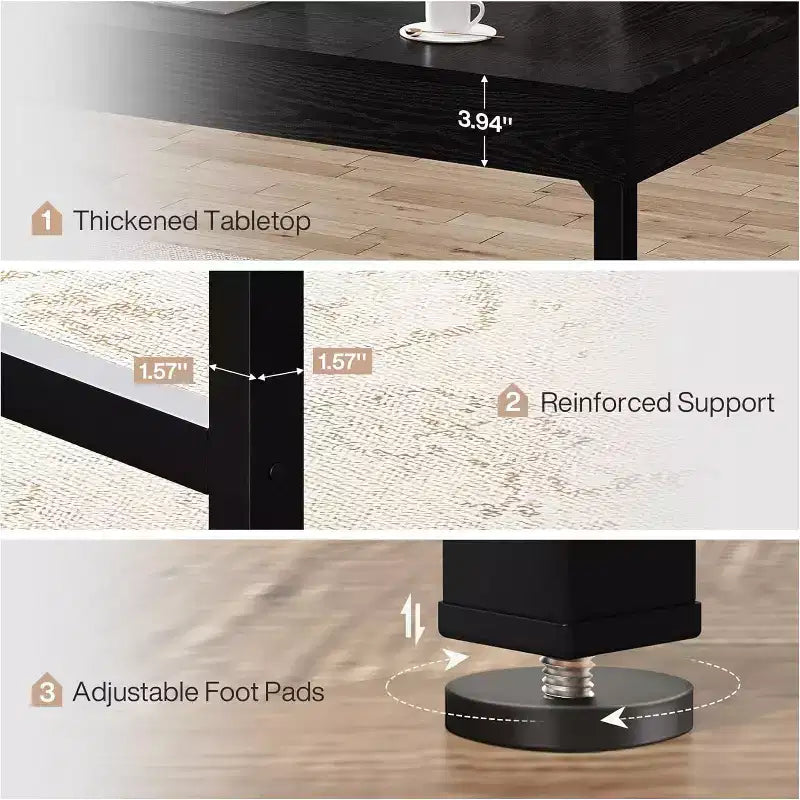 Scrivania direzionale da 55" per ufficio, scrivania per computer portatile con gambe in metallo, workstation con tavolo da scrittura
