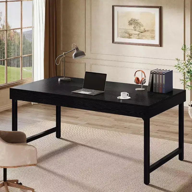 Scrivania direzionale da 55" per ufficio, scrivania per computer portatile con gambe in metallo, workstation con tavolo da scrittura