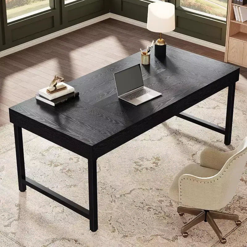 Scrivania direzionale da 55" per ufficio, scrivania per computer portatile con gambe in metallo, workstation con tavolo da scrittura