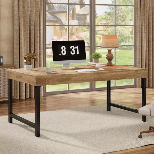 Lantine 55 Executive Desk for Home Office, Simple Computer Laptop Desk with Metal Legs, Writing Table Business Workstation