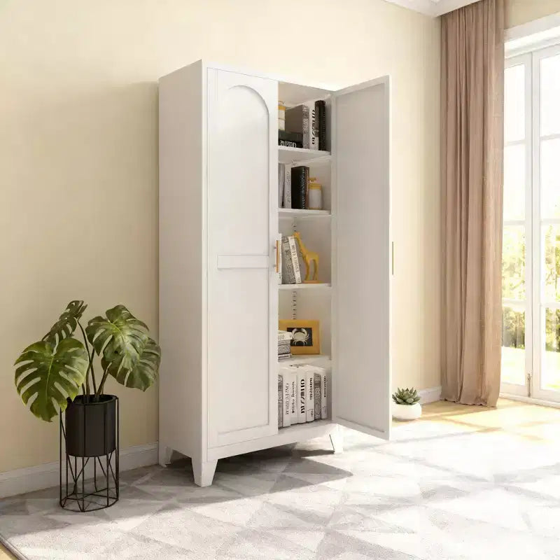 Mobile Contenitore a 4 Ante con Pannelli in Rattan e Ripiani Regolabili per Soggiorno, Sala da Pranzo o Ingresso, Nero e Naturale
