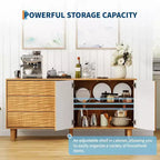 61 Mobile buffet credenza in stile metà secolo, mobile dispensa da fattoria con 3 cassetti, 2 ante a pressione per sala da pranzo