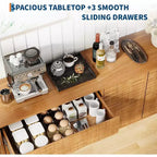 61 Mobile buffet credenza in stile metà secolo, mobile dispensa da fattoria con 3 cassetti, 2 ante a pressione per sala da pranzo