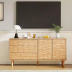 61 Mobile buffet credenza in stile metà secolo, mobile dispensa da fattoria con 3 cassetti, 2 ante a pressione per sala da pranzo
