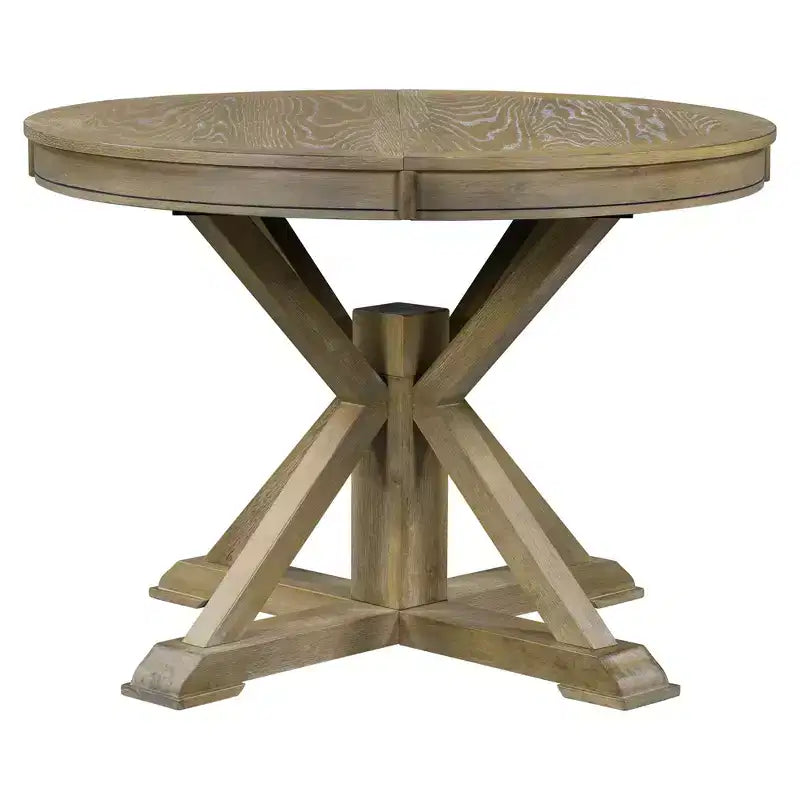 Bellemave Extendable Round Kitchen Table with a 12 Removable Leaf and Sturdy Frame for Dining Room, Living Room, Small Space(Natural)