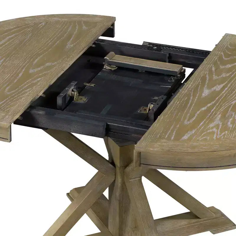 Tavolo da cucina rotondo allungabile con prolunga rimovibile da 30 cm e telaio robusto per sala da pranzo, soggiorno, piccoli spazi, naturale