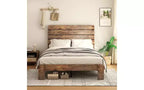 Struttura Letto a Piattaforma Full Size, Resistente, con Testiera e Pediera in Legno, Silenziosa, Nessuna Rete a Molle Necessaria, Marrone