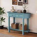 Elegante console con finitura liscia, tavolino d'ingresso dal design curvo con 2 cassetti, tavolino d'appoggio per soggiorno, corridoio