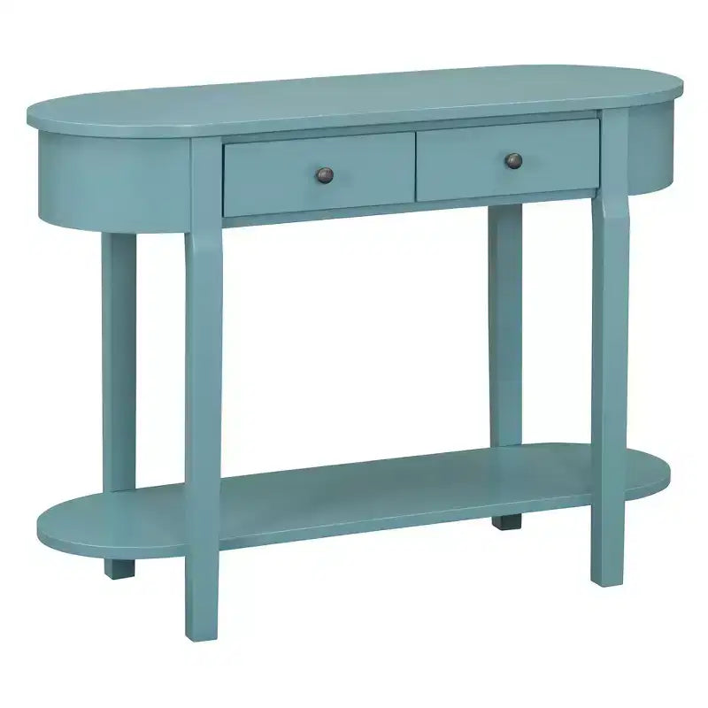 Elegante console con finitura liscia, tavolino d'ingresso dal design curvo con 2 cassetti, tavolino d'appoggio per soggiorno, corridoio