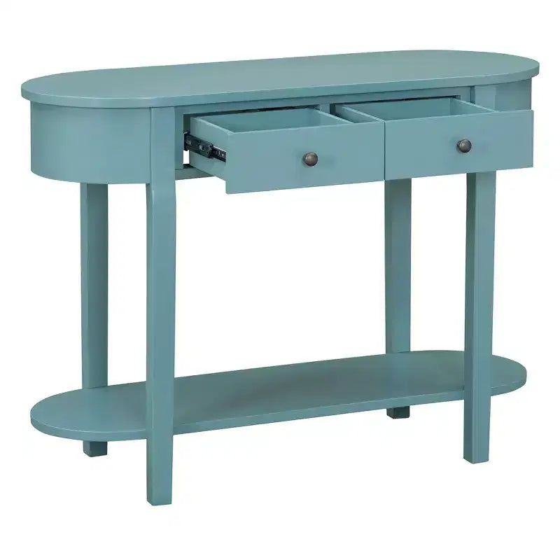 Elegante console con finitura liscia, tavolino d'ingresso dal design curvo con 2 cassetti, tavolino d'appoggio per soggiorno, corridoio