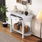 Elegante console con finitura liscia, tavolino d'ingresso dal design curvo con 2 cassetti, tavolino d'appoggio per soggiorno, corridoio