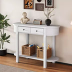 Elegante console con finitura liscia, tavolino d'ingresso dal design curvo con 2 cassetti, tavolino d'appoggio per soggiorno, corridoio