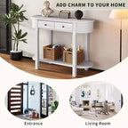 Elegante console con finitura liscia, tavolino d'ingresso dal design curvo con 2 cassetti, tavolino d'appoggio per soggiorno, corridoio