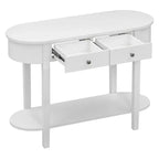 Elegante console con finitura liscia, tavolino d'ingresso dal design curvo con 2 cassetti, tavolino d'appoggio per soggiorno, corridoio