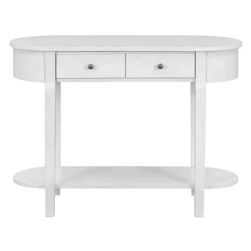 Elegante console con finitura liscia, tavolino d'ingresso dal design curvo con 2 cassetti, tavolino d'appoggio per soggiorno, corridoio