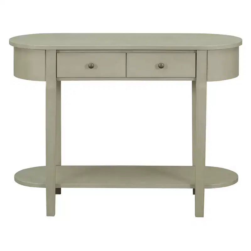 Elegante console con finitura liscia, tavolino d'ingresso dal design curvo con 2 cassetti, tavolino d'appoggio per soggiorno, corridoio