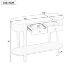 Elegante console con finitura liscia, tavolino d'ingresso dal design curvo con 2 cassetti, tavolino d'appoggio per soggiorno, corridoio