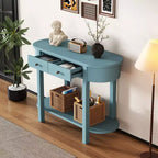 Elegante console con finitura liscia, tavolino d'ingresso dal design curvo con 2 cassetti, tavolino d'appoggio per soggiorno, corridoio