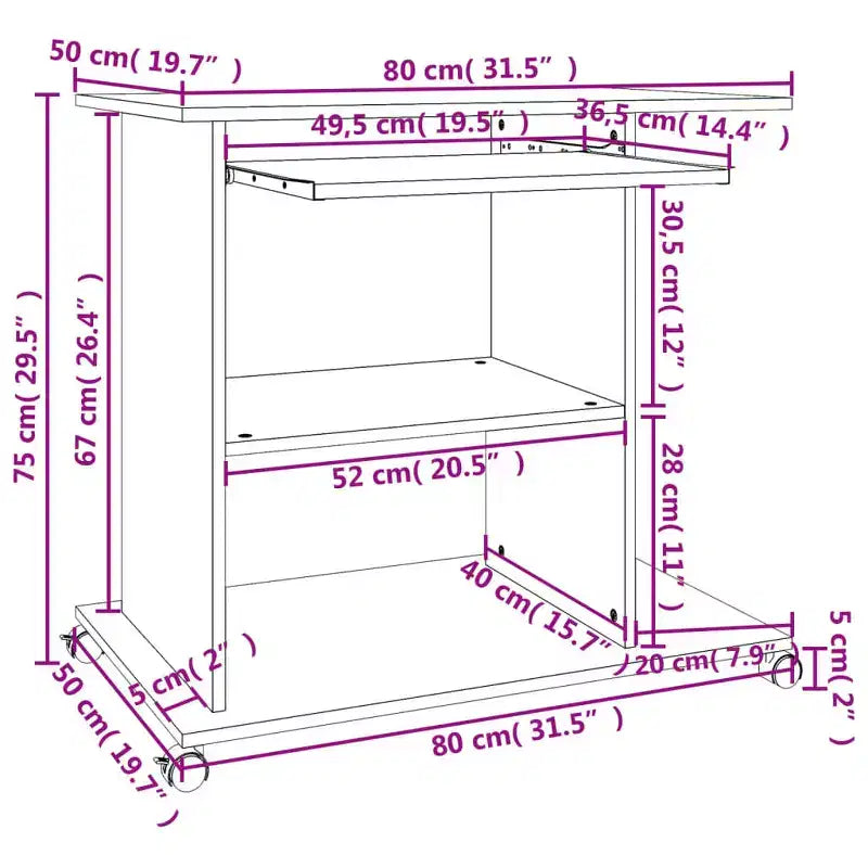 Scrivania per computer Grigio Legno multistrato Componenti scorrevoli compatti