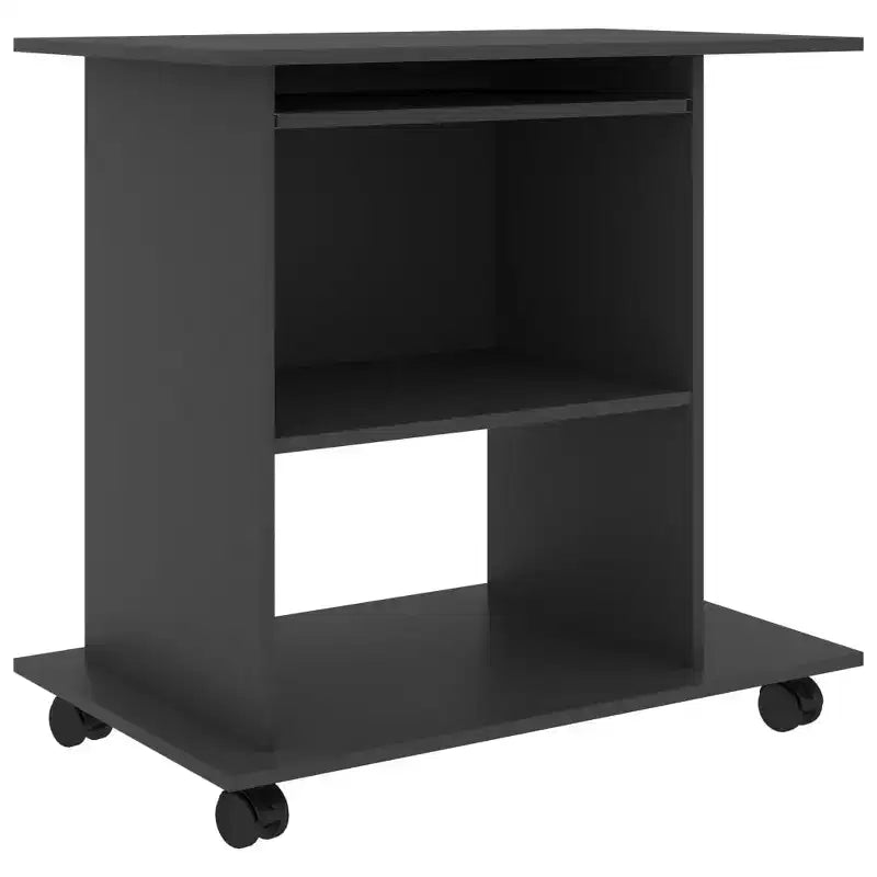 Scrivania per computer Grigio Legno multistrato Componenti scorrevoli compatti