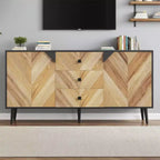 Credenza autoportante, Mobile buffet con cassetti e ante, Credenza in legno per sala da pranzo