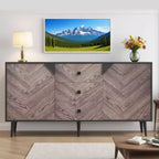Credenza autoportante, Mobile buffet con cassetti e ante, Credenza in legno per sala da pranzo