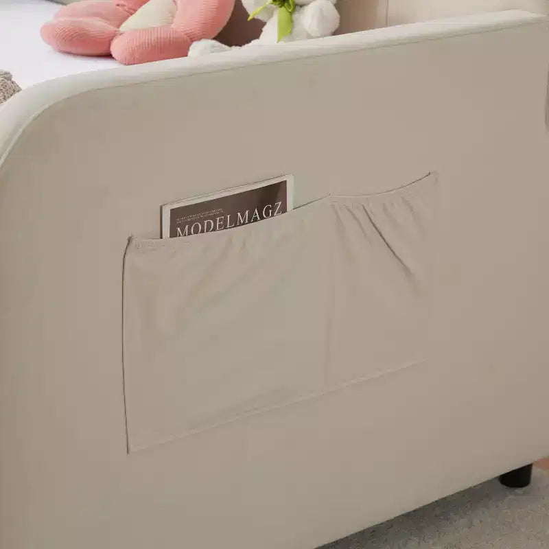 Divano Letto Singolo con Letto Estraibile, Divano Letto in Velluto con Porte USB e Tasche Laterali per Soggiorno, Camera da Letto, Camera degli Ospiti