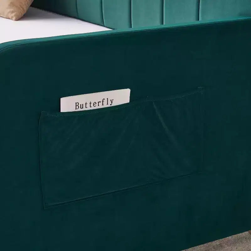 Divano Letto Singolo con Letto Estraibile, Divano Letto in Velluto con Porte USB e Tasche Laterali per Soggiorno, Camera da Letto, Camera degli Ospiti