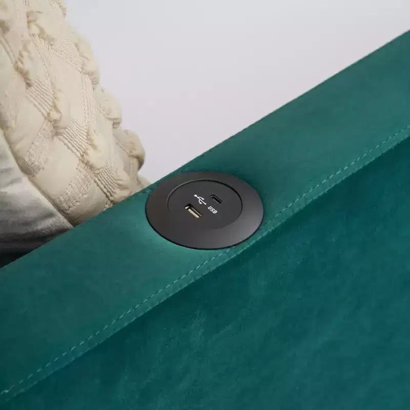 Divano Letto Singolo con Letto Estraibile, Divano Letto in Velluto con Porte USB e Tasche Laterali per Soggiorno, Camera da Letto, Camera degli Ospiti