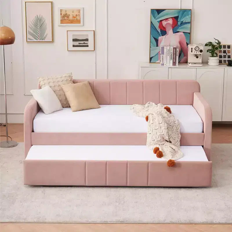 Divano Letto Singolo con Letto Estraibile, Divano Letto in Velluto con Porte USB e Tasche Laterali per Soggiorno, Camera da Letto, Camera degli Ospiti