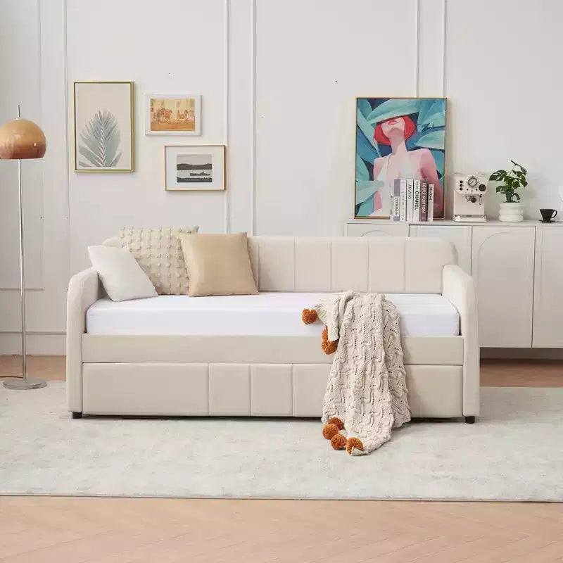 Divano Letto Singolo con Letto Estraibile, Divano Letto in Velluto con Porte USB e Tasche Laterali per Soggiorno, Camera da Letto, Camera degli Ospiti
