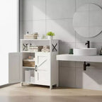 Mobiletto per bagno rustico con 2 ante e ripiani regolabili