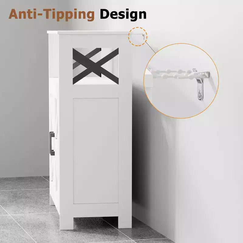 Mobiletto per bagno rustico con 2 ante e ripiani regolabili