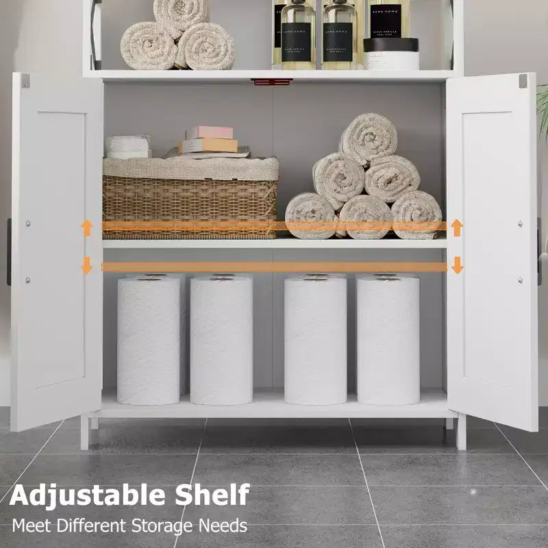 Mobiletto per bagno rustico con 2 ante e ripiani regolabili
