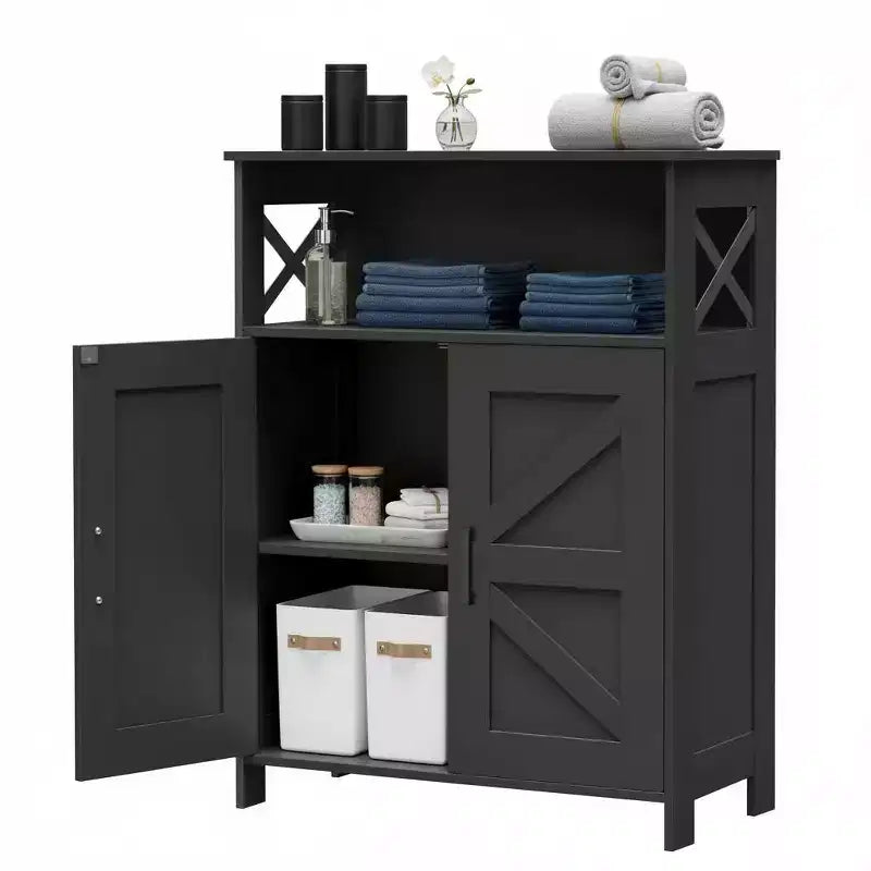 Dcolora Farmhouse Bathroom Cabinet with 2 Doors & Adjustable Shelves