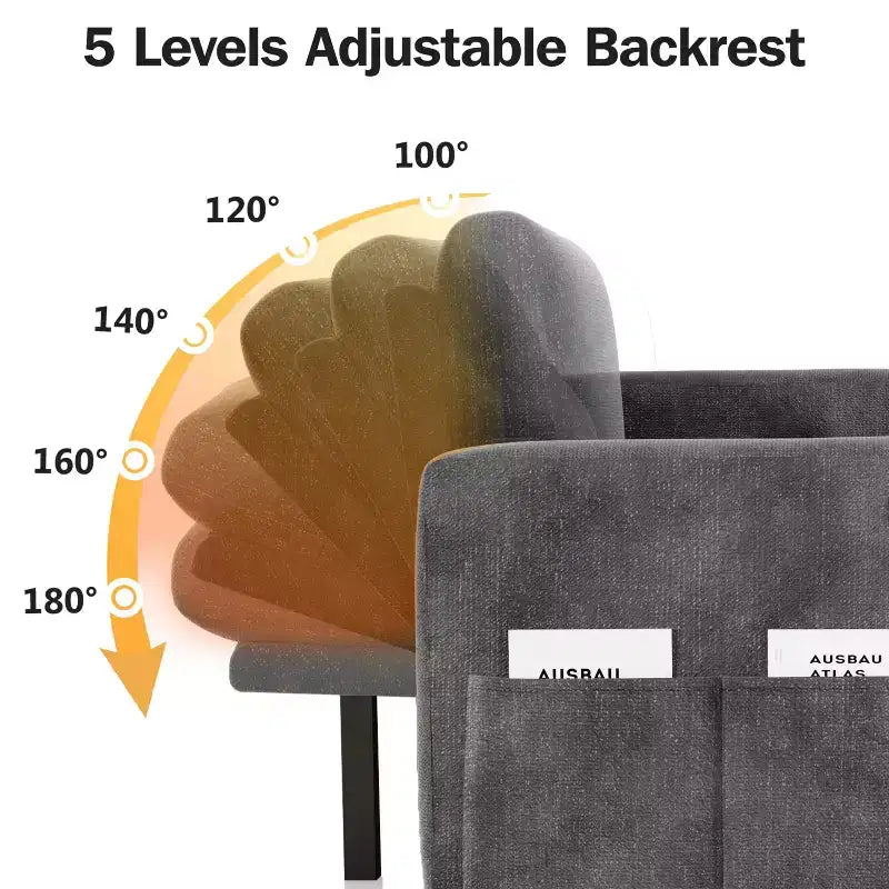 Divano letto componibile da 81" con penisola contenitore reversibile, USB e schienale reclinabile