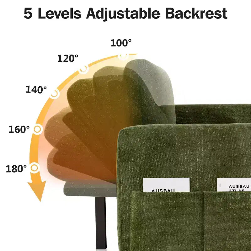 Divano letto componibile da 81" con penisola contenitore reversibile, USB e schienale reclinabile