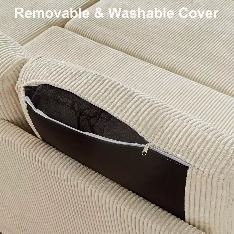 Divano letto componibile da 81" con penisola contenitore reversibile, USB e schienale reclinabile